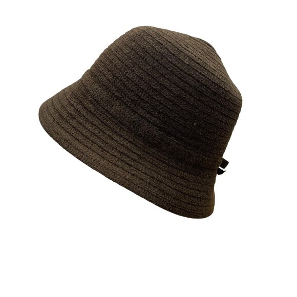 Charter Club Brown Fabric Bucket Hat Woven Texture Bow Accent - Picture 10 of 12